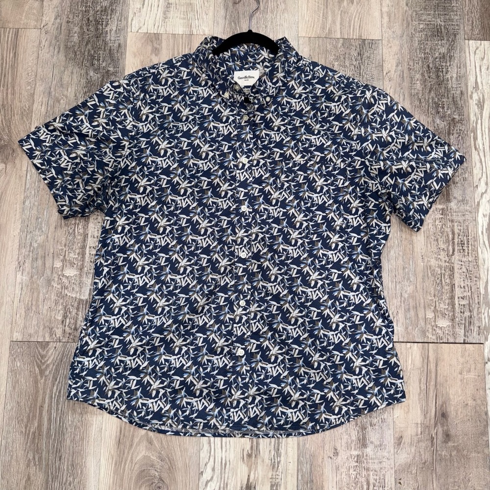 Goodfellow & Co Northrop Slim Fit Shirt Mens XL Blue Lea Short Sleeve